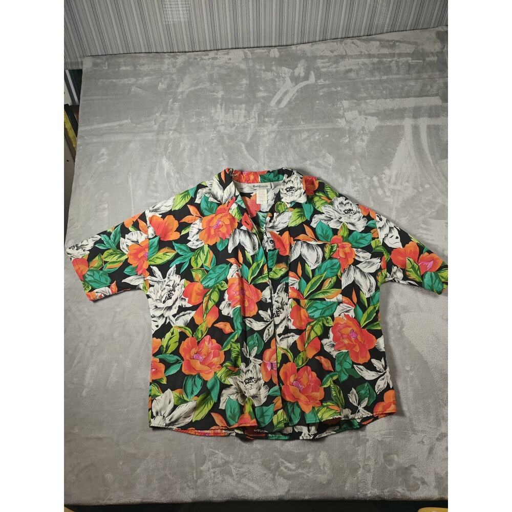 Bordeaux Vintage Floral tropical Shirt Size 22-24